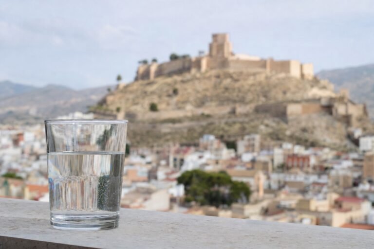 Vaso de agua del grifo con vistas a Lorca